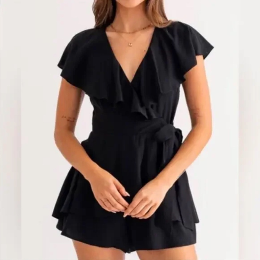 DO + BE (Blue) Ruffle Wrap Romper